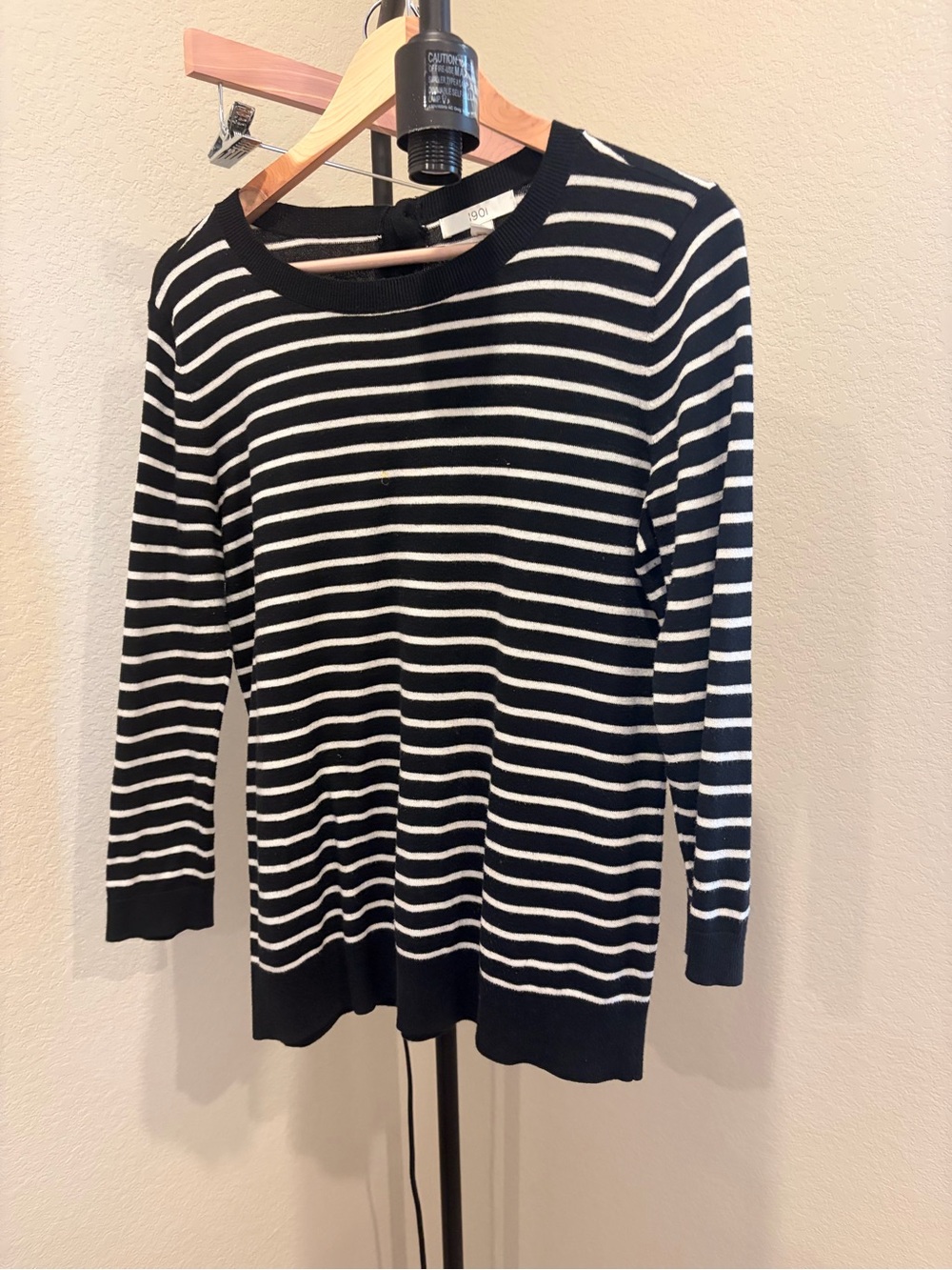 1901 Black and White Striped Crewneck Sweater